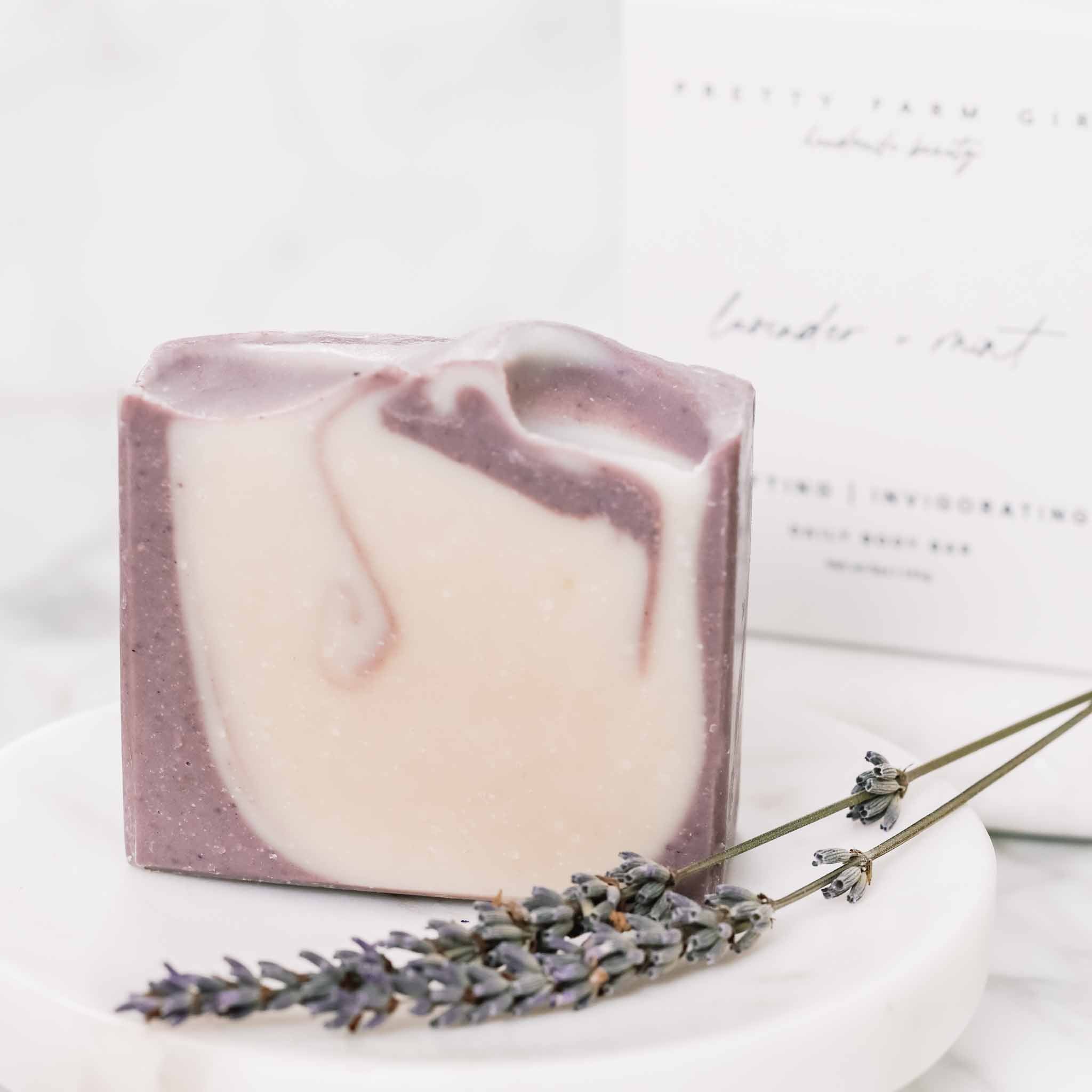 Lavender + Mint Handmade Tallow and Goat Milk Soap Bar Pretty farm girl